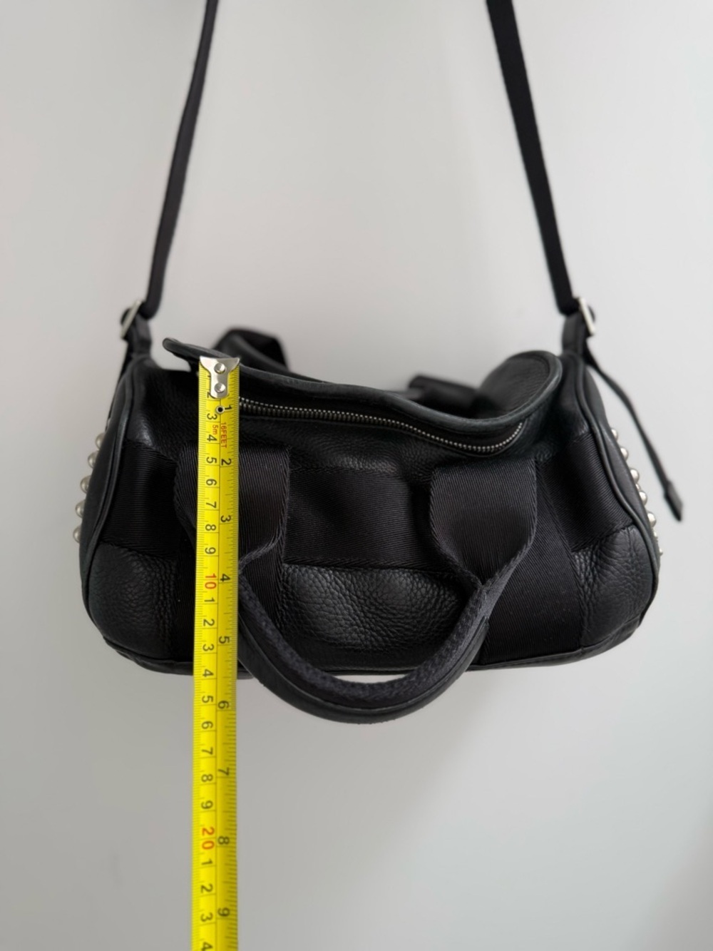 Alexander Wang Black Leather & Web Silver Studded Small Duffel Bag - Picture 10 of 10
